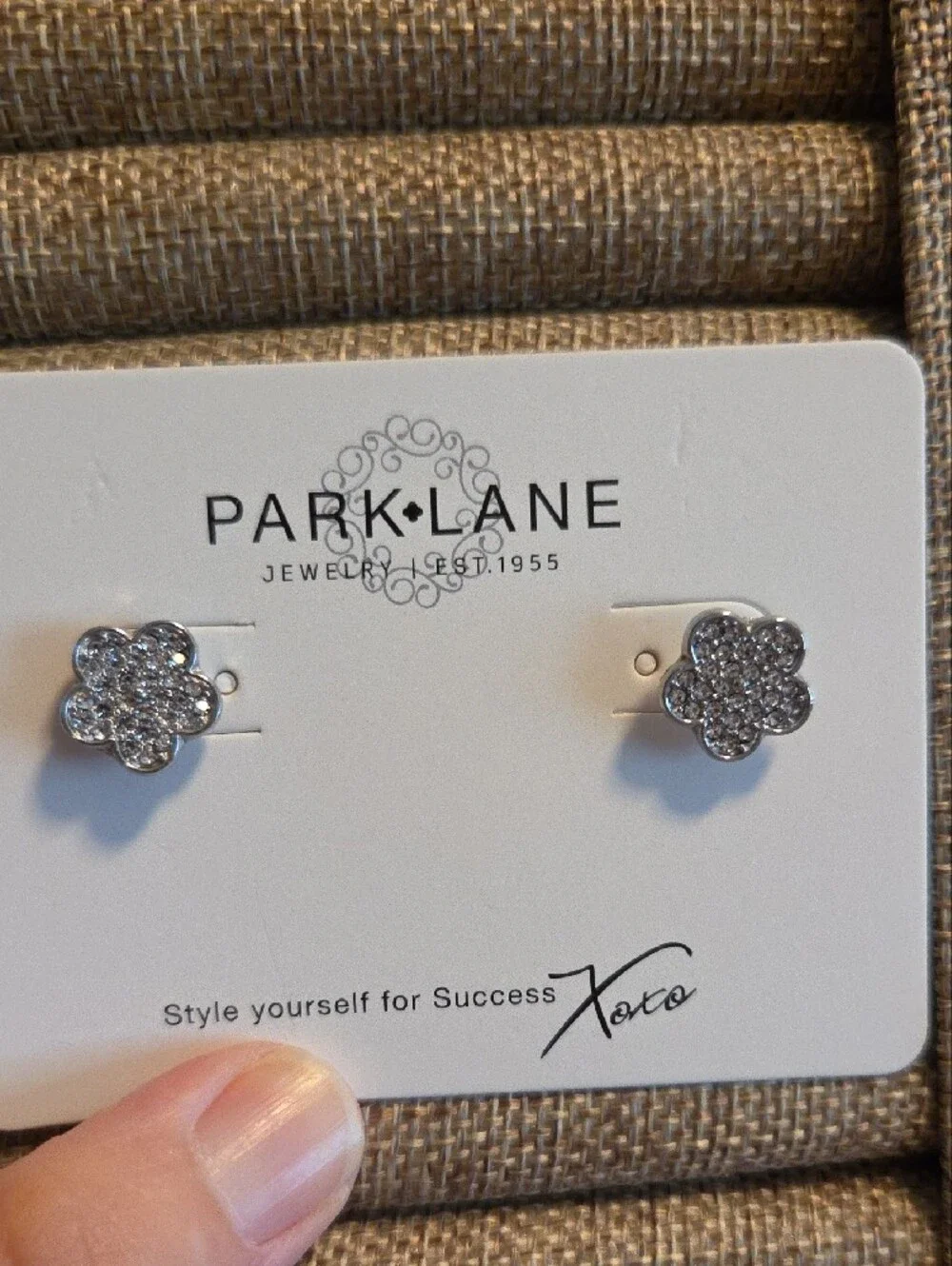 Park Lane Silver Pave Floral Stud Earrings